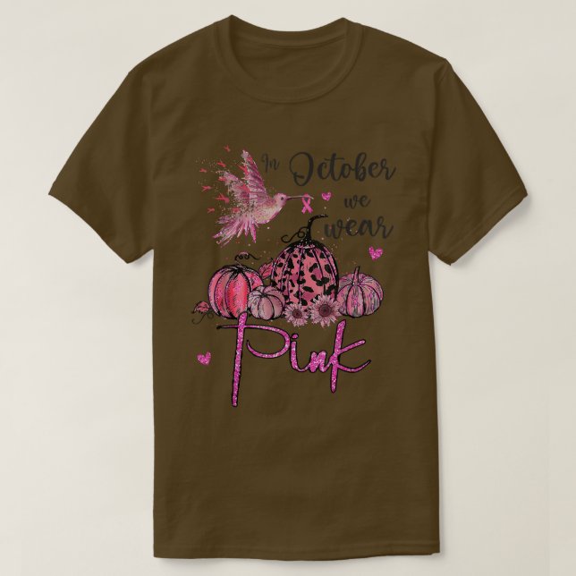 I oktober Bäror vi Rosa Pumpkin Breast Cancer Awar T Shirt (Design framsida)