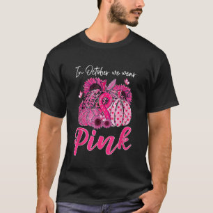 I oktober Bäror vi Rosa Pumpkin Breast Cancer Awar T Shirt