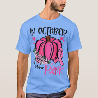 I oktober Bäror vi Rosa Pumpkin Breast Cancer Awar T Shirt