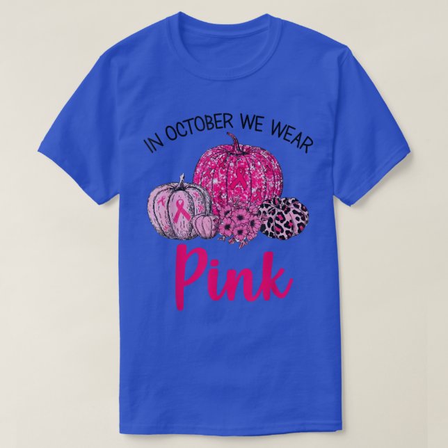 I oktober Bäror vi Rosa Pumpkin Breast Cancer Awar T Shirt (Design framsida)