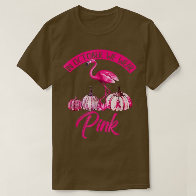 I oktober Bäror vi Rosa Pumpkin Breast Cancer Hall T Shirt (Design framsida)