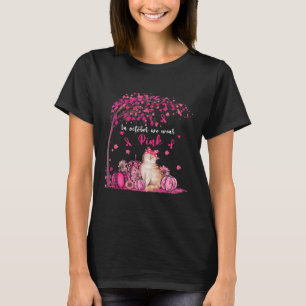 I oktober Bäror vi Rosa Pumpkin Cat Breast Cancer T Shirt