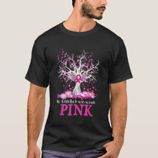 I oktober Bäror vi Rosa Pumpkin Träd Breast Cancer T Shirt
