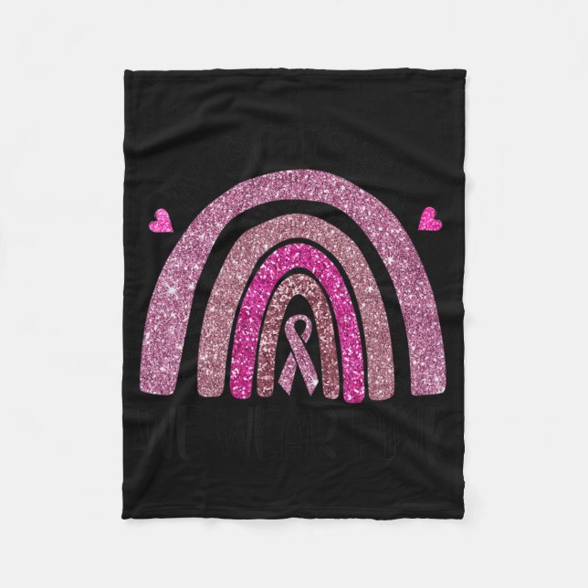 I oktober Bäror vi Rosa Rainbow Breast Cancwar Awa Fleecefilt (Framsidan)