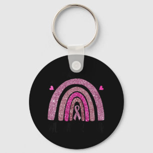 I oktober Bäror vi Rosa Rainbow Breast Cancwar Awa Nyckelring