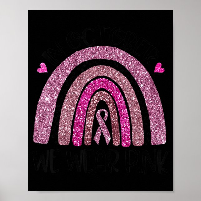 I oktober Bäror vi Rosa Rainbow Breast Cancwar Awa Poster (Framsidan)