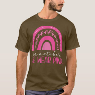 I oktober Bäror vi Rosa Rainbow Breast Cancwar Awa T Shirt