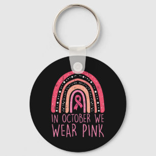 I oktober Bäror vi Rosa Rainbow Cute Breast Cancer Nyckelring