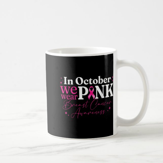 I oktober Bäror vi Rosa Ribbon Breast Cancer Medve Kaffemugg (Höger)