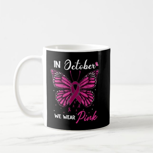 I oktober Bäror vi Rosa Ribbon Breast Cancer Medve Kaffemugg (Vänster)