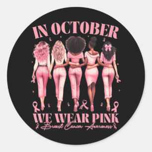 I oktober Bäror vi Rosa Ribbon Breast Cancer Medve Runt Klistermärke