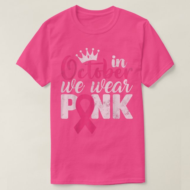 I oktober Bäror vi Rosa Ribbon Breast Cancer Medve T Shirt (Design framsida)