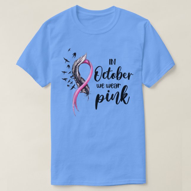 I oktober Bäror vi Rosa Ribbon Breast Cancer Medve T Shirt (Design framsida)
