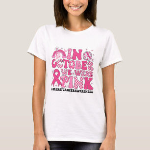 I oktober Bäror vi Rosa Ribbon Breast Cancer Medve T Shirt