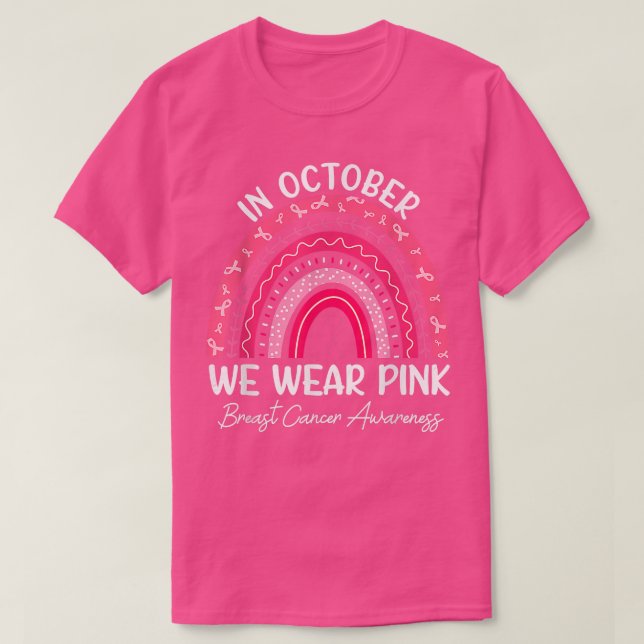 I oktober Bäror vi Rosa Ribbon Breast Cancer Medve T Shirt (Design framsida)
