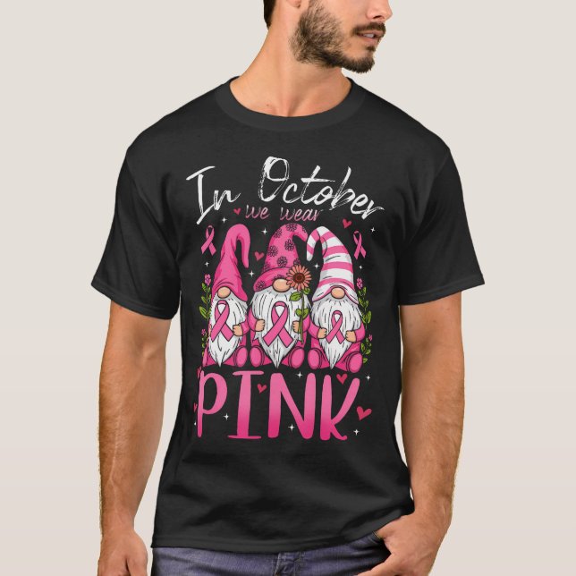 I oktober Bäror vi Rosa Ribbon Gnomes Women Breast T Shirt (Framsida)