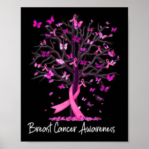 I oktober Bäror vi Rosa Ribbon Träd Breast Cancer Poster
