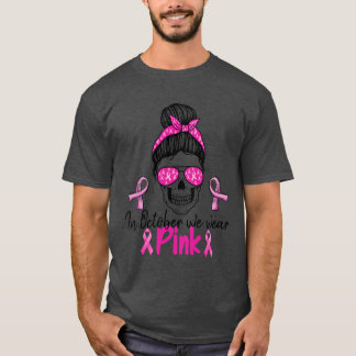 I oktober Bäror vi Rosa Sugar Skull Breast Cancer T Shirt