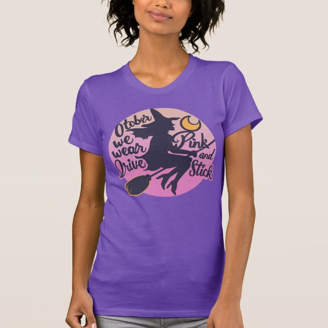 I oktober Bäror vi Rosa Witch Warrior Breast Cance T Shirt (Framsida)