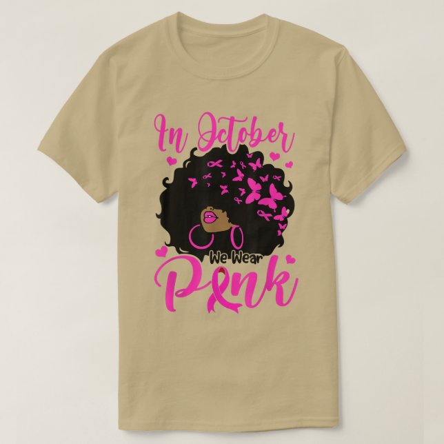 I oktober månad bröts Rosa Black Afro Women Ca T Shirt (Design framsida)