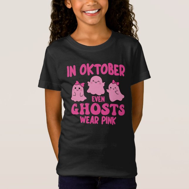 I oktober månad t.o.m. Spöken Bära Rosa Breast Can T Shirt (Framsida)