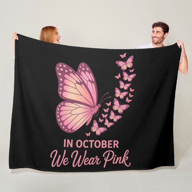 i oktober rosa bröst fjäril fleecefilt (På plats)