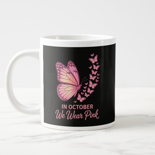 I oktober Rosa Bröst Fjäril Jumbo Mugg (Vänster)