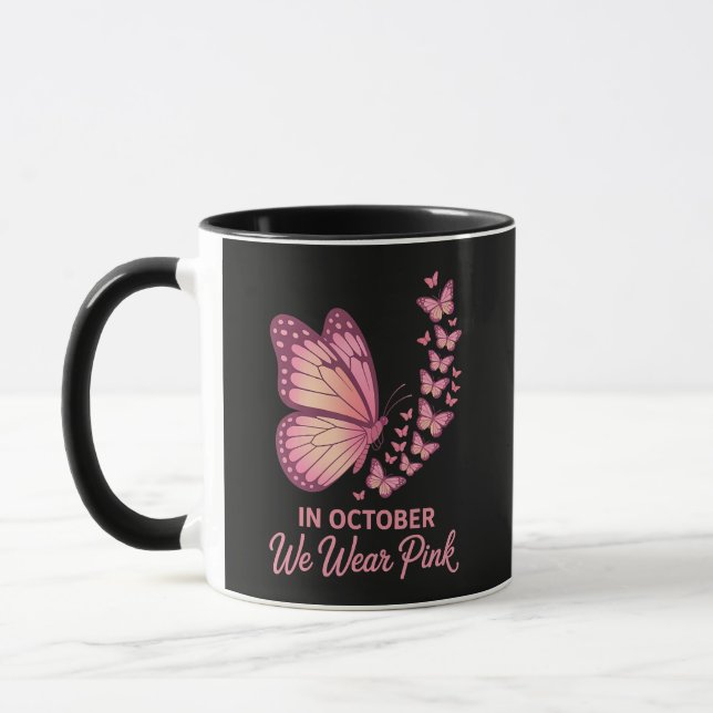 I oktober Rosa Bröst Fjäril Mugg (Vänster)