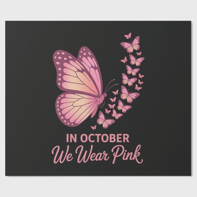 I oktober Rosa Bröst Fjäril Presentpapper (Platt)