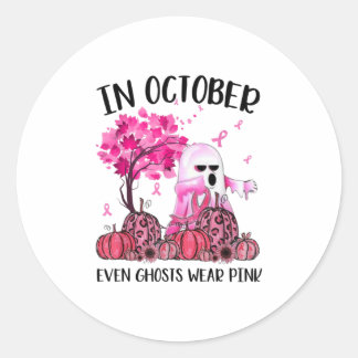I oktober till och med Ghost Bära Rosa Ribbon Boos Runt Klistermärke