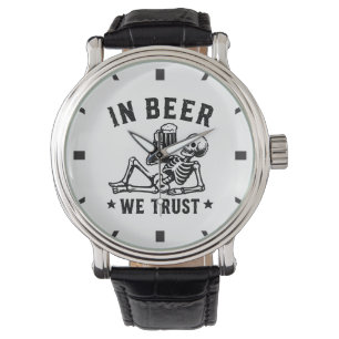 I öl tro vi på avkylande skelett Beer Pong Armbandsur