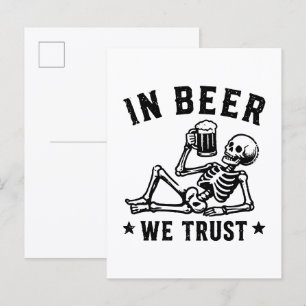 I öl vi litar på avkylande skelett beer pong vykort