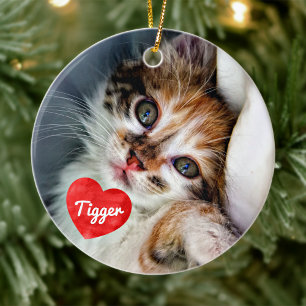 I överklockningsminne - Kat Photo Pet Memorial Julgransprydnad Keramik