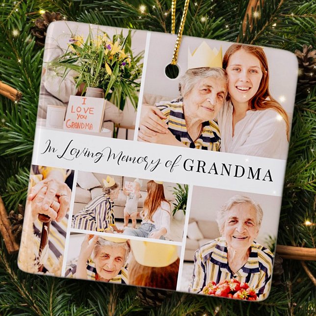 I överljudsminnet av Grandma Modern Photo Collage Julgransprydnad Keramik (Skapare uppladdad)