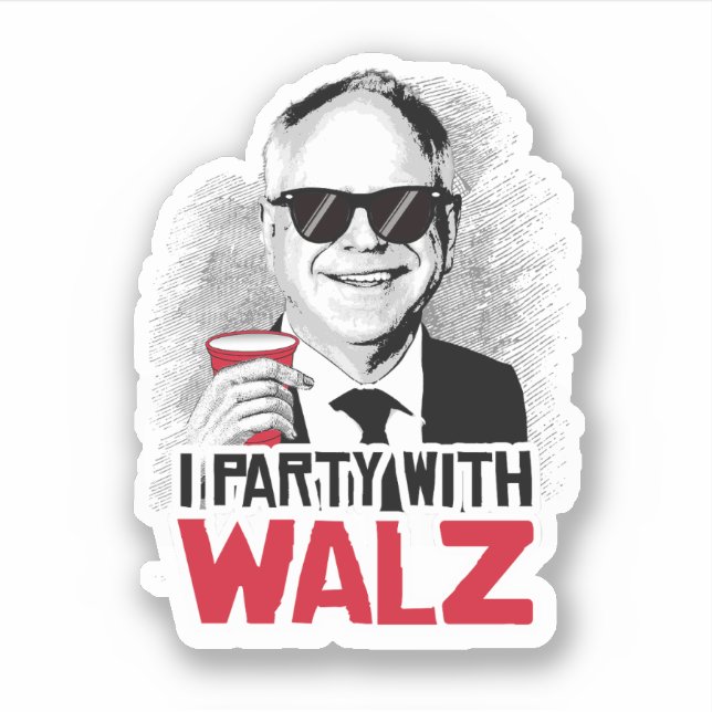 I Party med Tim Walz Klistermärken (Framsida)