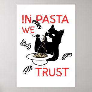 I Pasta Vi Litar – Rolig Kattälskare Poster