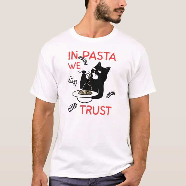 I Pasta Vi Litar – Rolig T-Shirt För Kattälskare (Framsida)