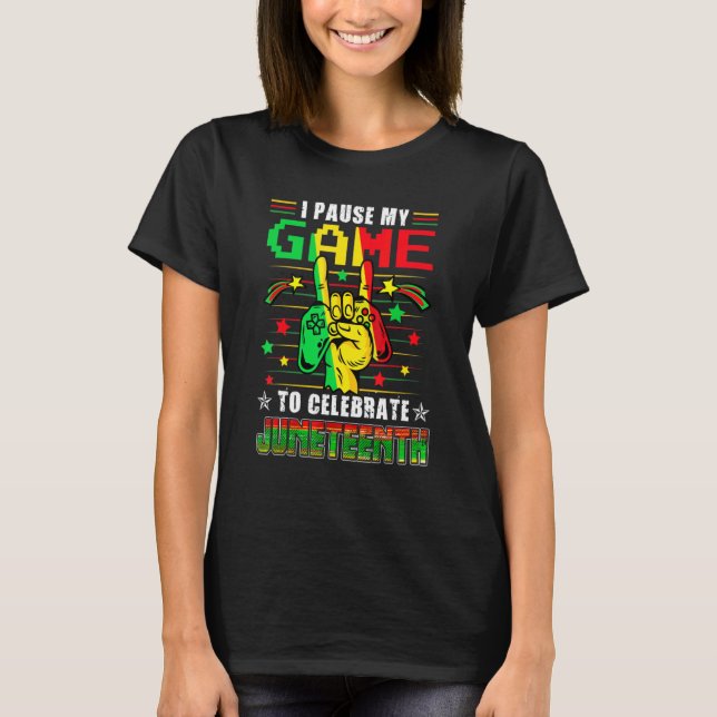 I Paused My Game To Celebrate Juneteenth Black Kid T Shirt (Framsida)