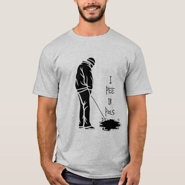 I Pee i Bassäng - Lusnyj Dare Gag Gift Joke T Shirt (Framsida)