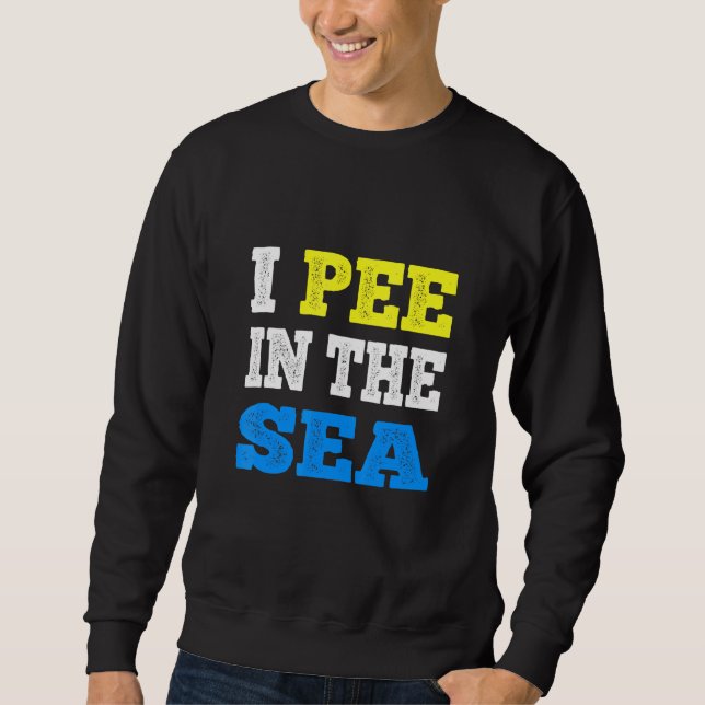 I Pee in Sea Ocean Sommar Lång Ärmad Tröja (Framsida)