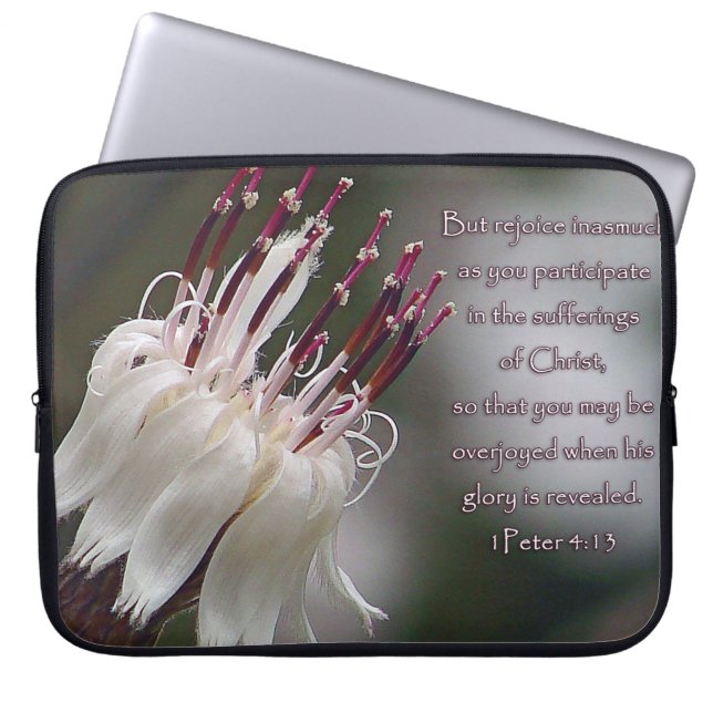 I Peter 4:13, inspirationell Blommigt Laptop Fodral (Framsidan)