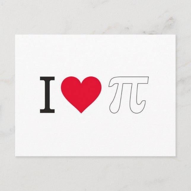 I ♥ Pi – Minimalist Pi Day Greeting Card Vykort (Framsida)