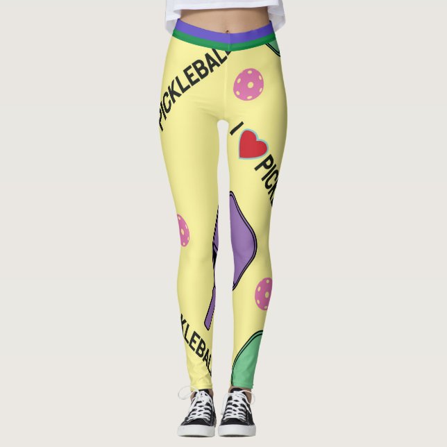 I Pickleball-gult i kärlek (XL-storlek) Leggings (Framsida)
