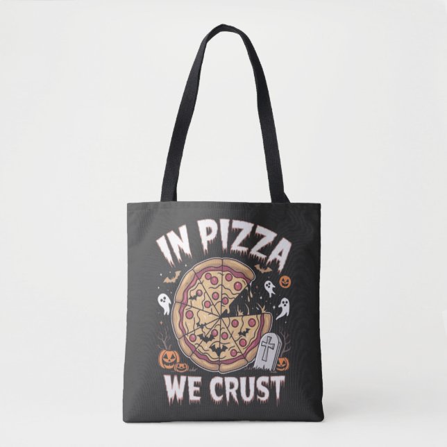 I Pizza Crust Halloween Spooky Slice Spöken Tygkasse (Framsida)