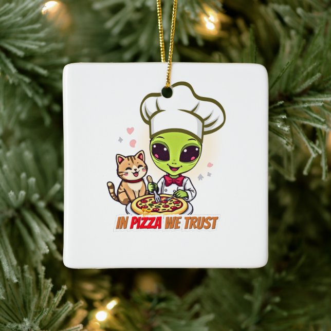 I Pizza Vi Litar Alien Kok Konst Julgransprydnad Keramik (Träd)