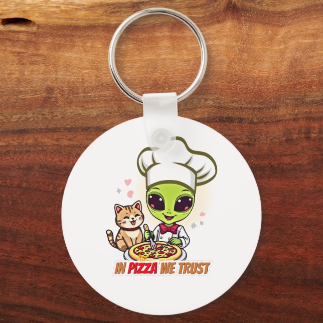 I Pizza Vi Litar Alien Kok Konst Nyckelring (Framsida)