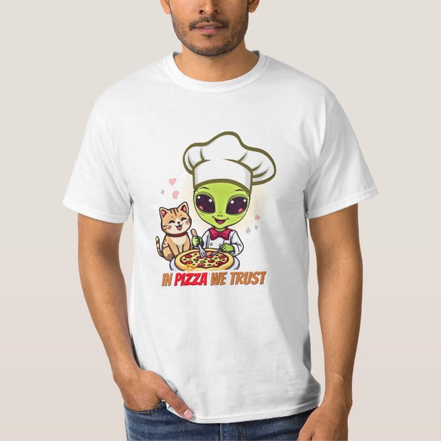I Pizza Vi Litar Alien Kok Konst T Shirt (Framsida)