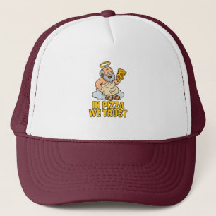 I Pizza We Trust - Lustig Tecknad Gud Pizza Keps