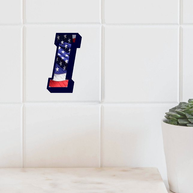 "I"-plattan "I" i amerikanska Flagga Kakelplatta (American Flag Letter "I" Large Photo Ceramic Tile)