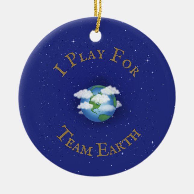 "I Play for Team Earth" World Population Julgransprydnad Keramik (Framsidan)